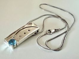 Designer Anhänger S925 -blauer Spinell & Schlangenkette S925