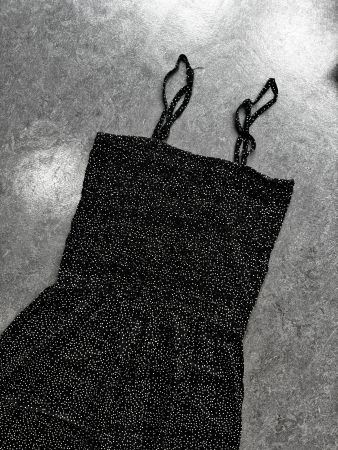 schöne Sommer-Träger-Kombi-Hose, Muster, schwarz, Gr. S/M