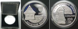 SLOWAKEI 200 Korun 2002 Vlkolinec UNESCO WELTKULTURERBE Silb