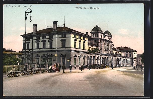 Cartoline postali: Winterthur, Bahnhof mit Strassenansicht – Usato da Berlin venduto da bartko-reher