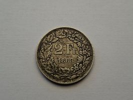 2 Franken 1863 Sitzende Helvetia (Selten)