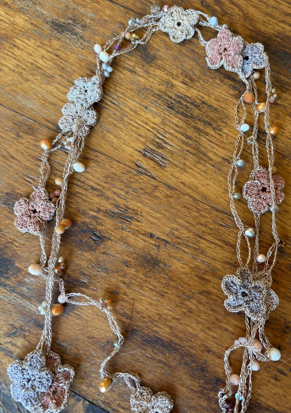 Catenine: COLLIER "FLEURS" HANDMADE!! BEIGE ET ABRICOT – Nuovo e nell'imballaggio originale da Locarno venduto da NicoNion 4