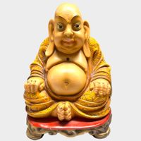 Vintage Buddha Statue Hand Carved FARO Italy Very Heavy 9"