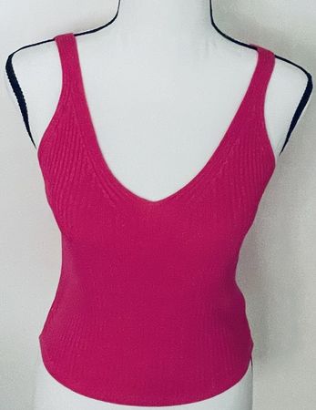 Pinkes Top, Gr. S, Sommer Crop Top, gerippt