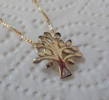 Echtschmuck:Brillant-Silberanhänger Lebensbäumchen,vergoldet