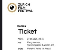 2x ZFF Tickets – Babies – 27.09.26 – Kongresshaus Zürich