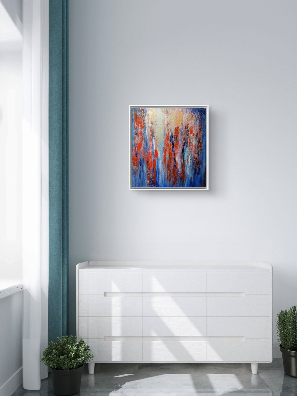 Gemälde: Originalgemälde, Blau mit Silber, Leinwand 40x40 cm – Neu und originalverpackt aus Beinwil am See von Superchance 3