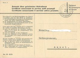 Certificat service accompli en campagne 12.03.1941