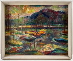 Erwin Schönmann (1906-1999)   >>Hafen im Abendrot>>