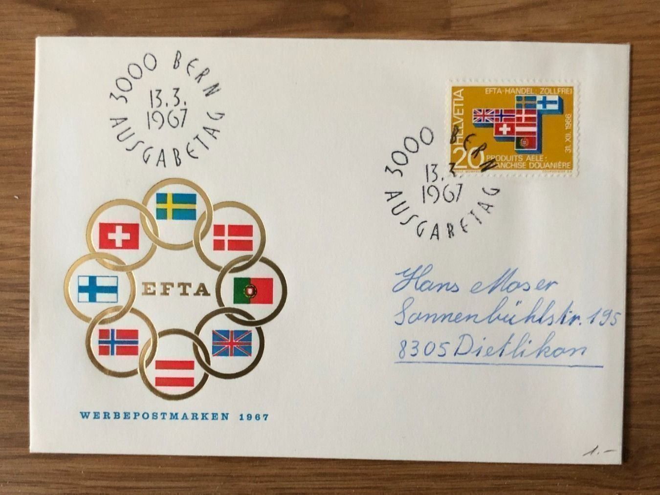Tutti i francobolli: FDC EFTA 13.3.67 Werbepostmarken – Usato da Landquart venduto da interesse63