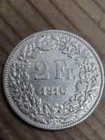 2 Franken 1910 Silber Münze guter Zustand