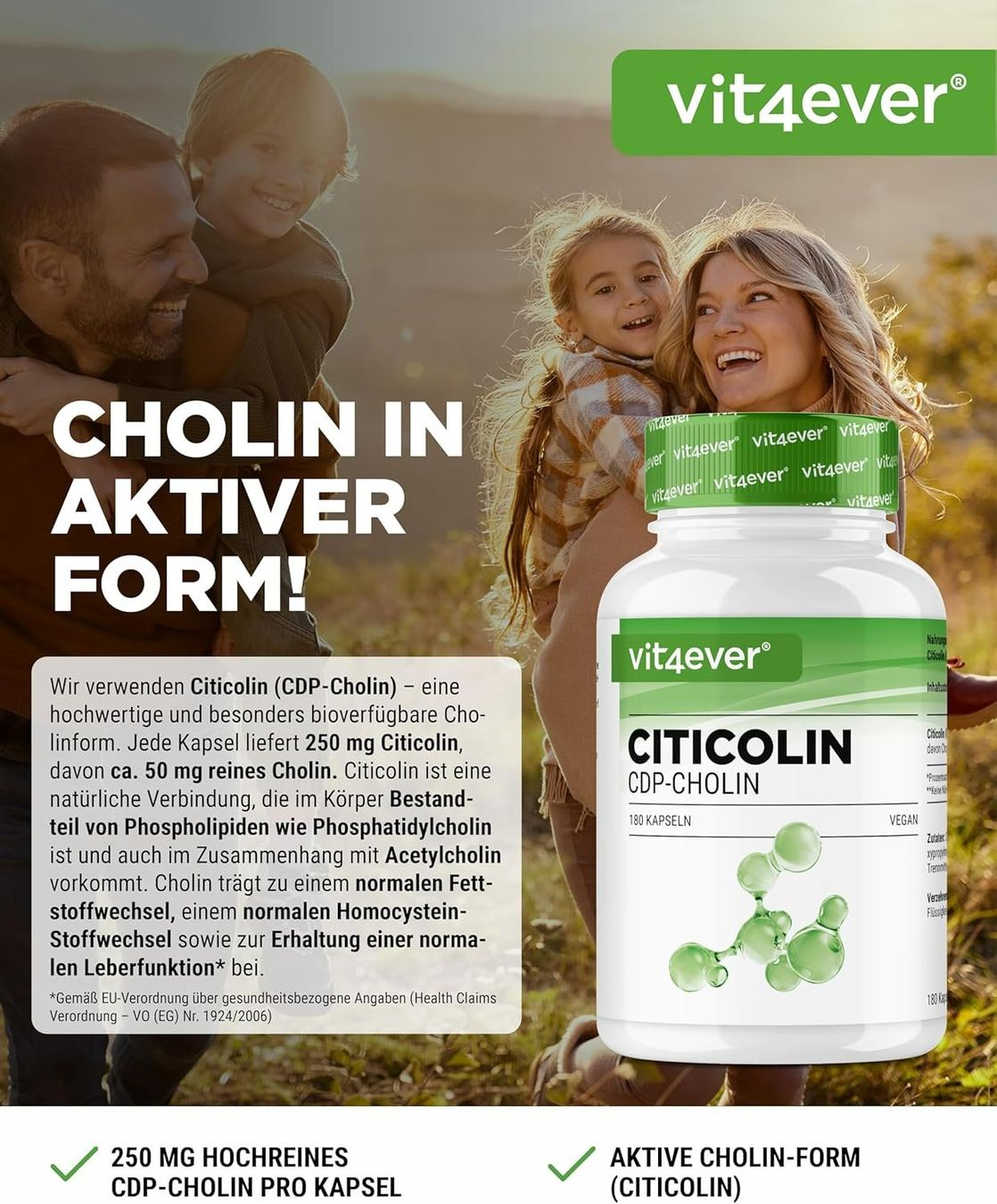 Cibi & Specialità: CDP Cholin 250mg 180 Kapseln vegan – Nuovo e nell'imballaggio originale da Suhr venduto da SchnapperCH 1