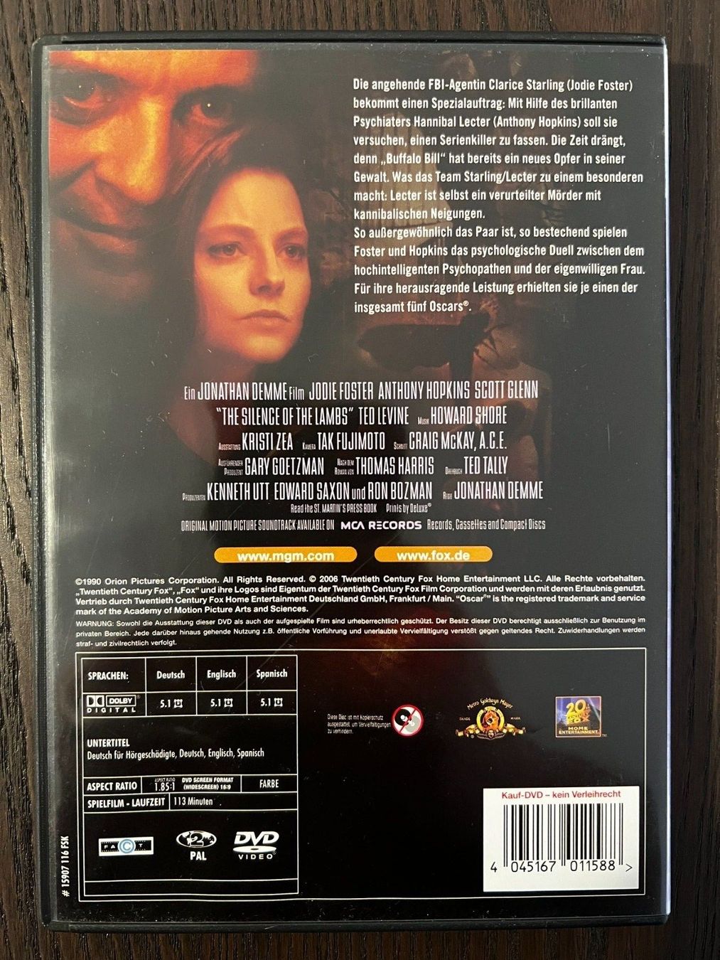 Tutti i DVDs: Das Schweigen der Lämmer – Usato da Zürich venduto da FilmFreunde 1