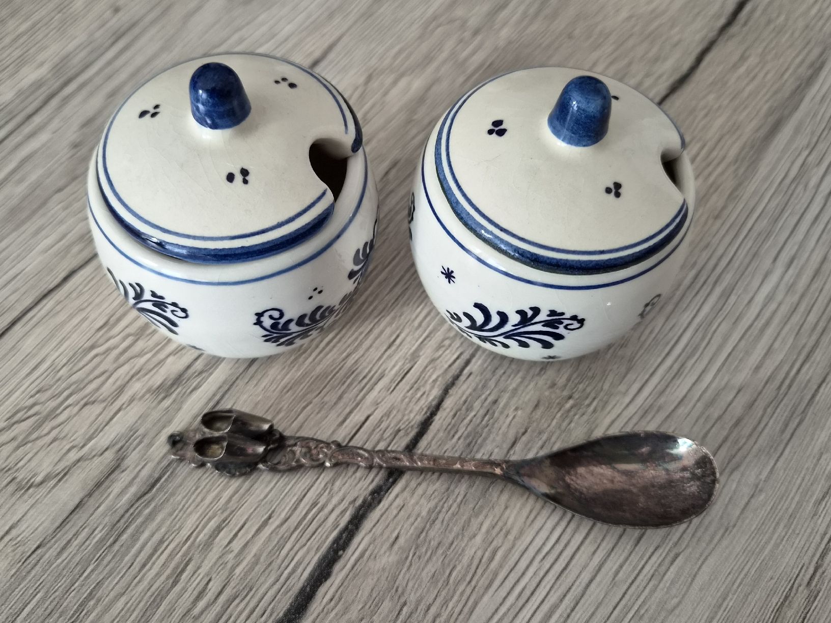 Zuccheriere: Vintage Delft Blau Handgemalte Töpfe /mit Löffel – Usato da Bülach venduto da Recherchieren 3