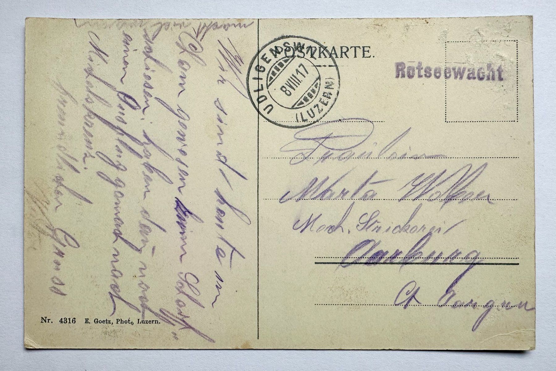 Cartoline postali: Alte Ansichtskarte Udligenswil, Stempel 8.8.1917 – Usato da St. Gallen venduto da Ferdinand51 1