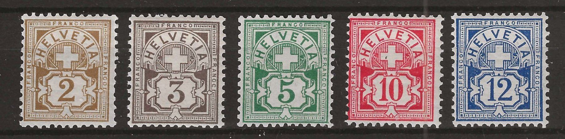 Tutti i francobolli: 1906 : Ziffermuster Nr. 80 - 84, postfrisch ** KP 110.-- – Nuovo (secondo la descrizione) da Gümligen venduto da Geniusbuy