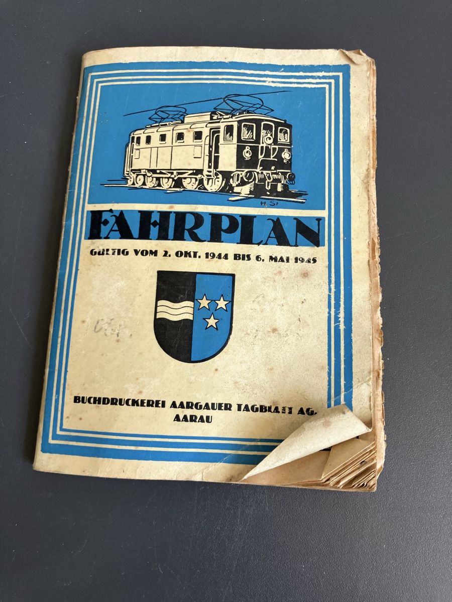 Dokumente: Alter Zugfahrplan Jahr 1944 – Gebraucht aus Aarburg von Wendepunkt_Fundgrube