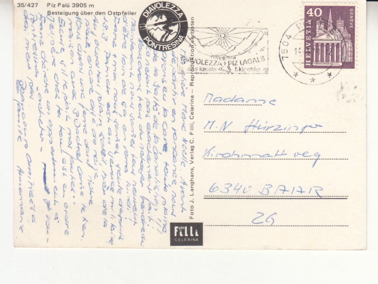 Cartoline postali: Diavolezza 1979 – Usato da Bürglen TG venduto da StampGraf 1