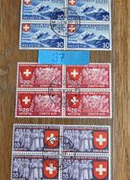 3x Briefmarken Blöcke Helvetia 1939