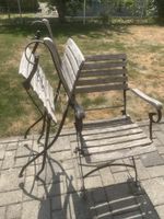 2 Gartenstühle Holz Metall verwittert