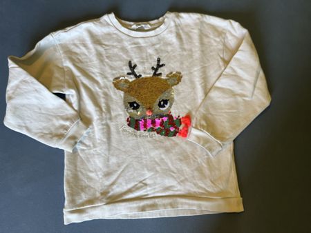 Kinderpullover mit Reh-Applikation, Gr. 128