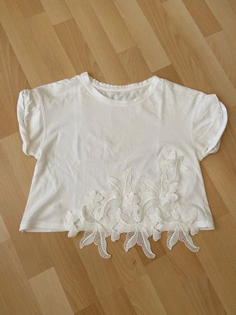Zara Crop T-Shirt mit Stickerei