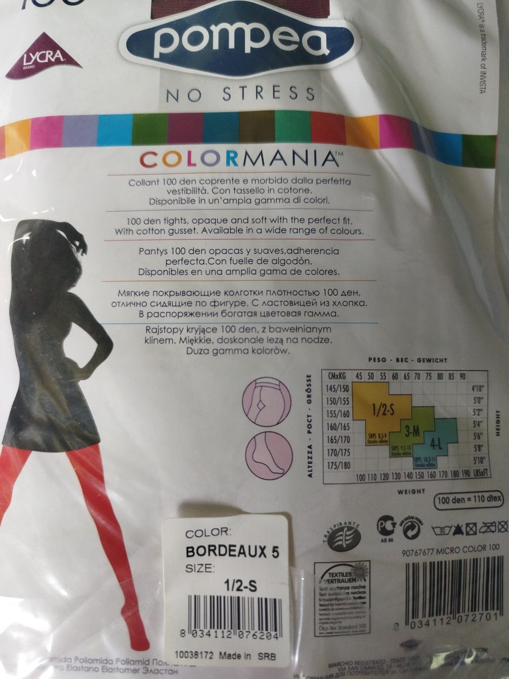 Calze & Collant: Collants couleur bordeaux 100 Den - Taille S – Nuovo e nell'imballaggio originale da Porrentruy venduto da Olifante 2