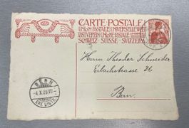 1909 Ganzsache Schweiz 4.10.1909 gelaufen nach Bern