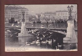 GENEVE - Pont du Mont Blanc - Attelage - Mouettes - 1906