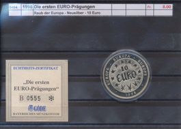 1998 Die ersten EURO-Prägungen, "Raub der Europa", Medaille