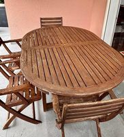 Tavolo da esterno in legno massello allungabile + 4 sedie