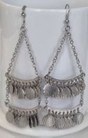 Orecchini lunghi argento con conchiglie e perle nere/oro