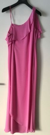 Frank Usher dusk pink long assymetrical dress