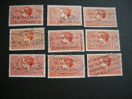 1937 PRO JUVENTUTE, 8 WERBESTEMPEL, 1 x WEGGIS