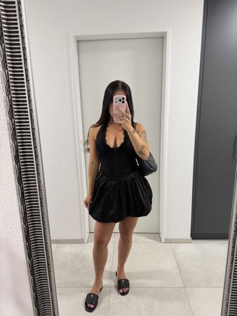 Black Halter Lace Corset Mini Dress Size XS