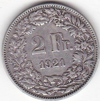 Tutti le monete: 2 Franken 1921 Silber. – Usato da Schlieren venduto da petros38