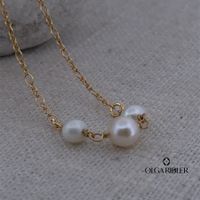 3 Perlen Kette 925 Silber gelbvergoldet