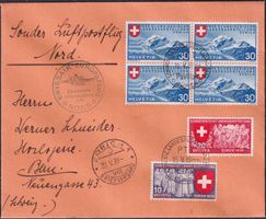 1939, LUXUS-Swissair-Flug NORD mit Nr.219-221, Kat: 100.-++