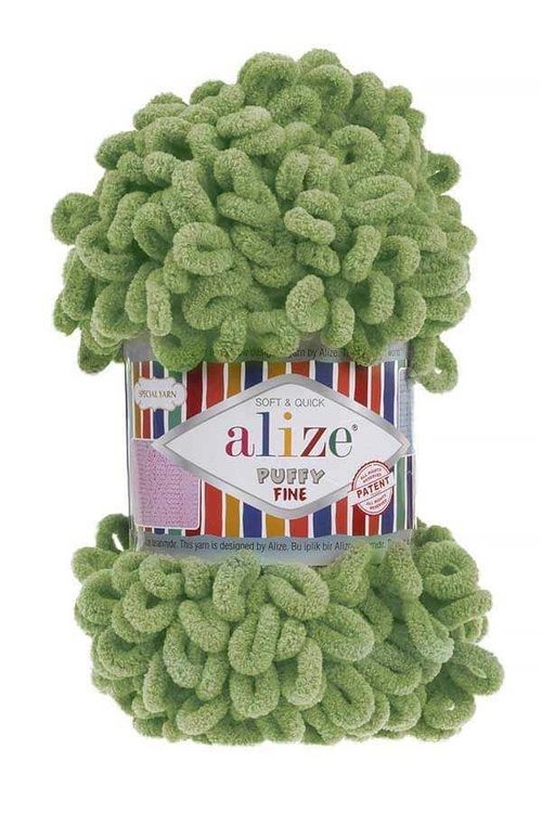 5x Alize Puffy Fine fil a crocheter avec les mains 485 Vert (Neuf avec ...
