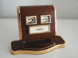 Tischkalender Ewiger Kalender Holz Messing vintage