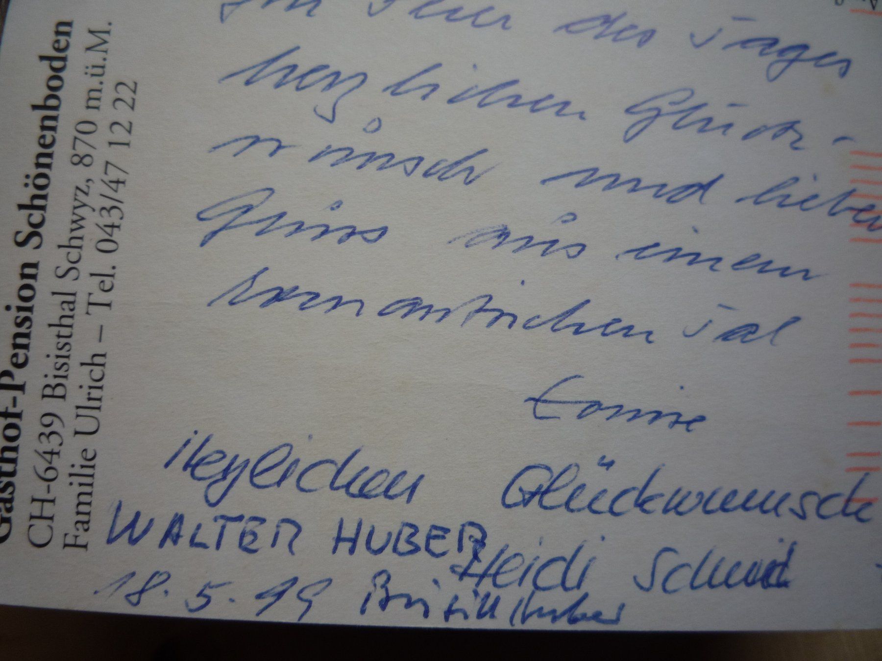 Cartoline postali: Bisisthal, 19.5.99 – Usato da Rieden SG venduto da Brockehuesli 3