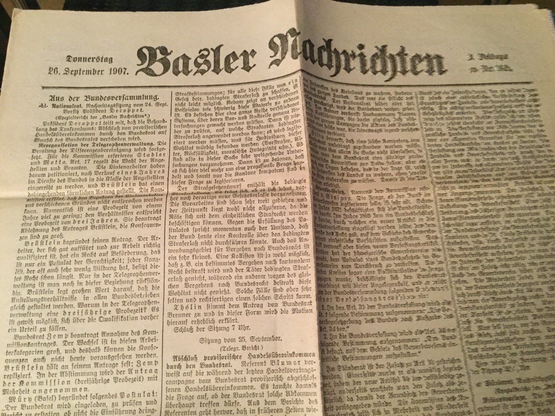 Riviste & Magazine: Basler Nachrichten, Beilage, 26.09.1907 – Usato da Luzern venduto da Einh0rn 1