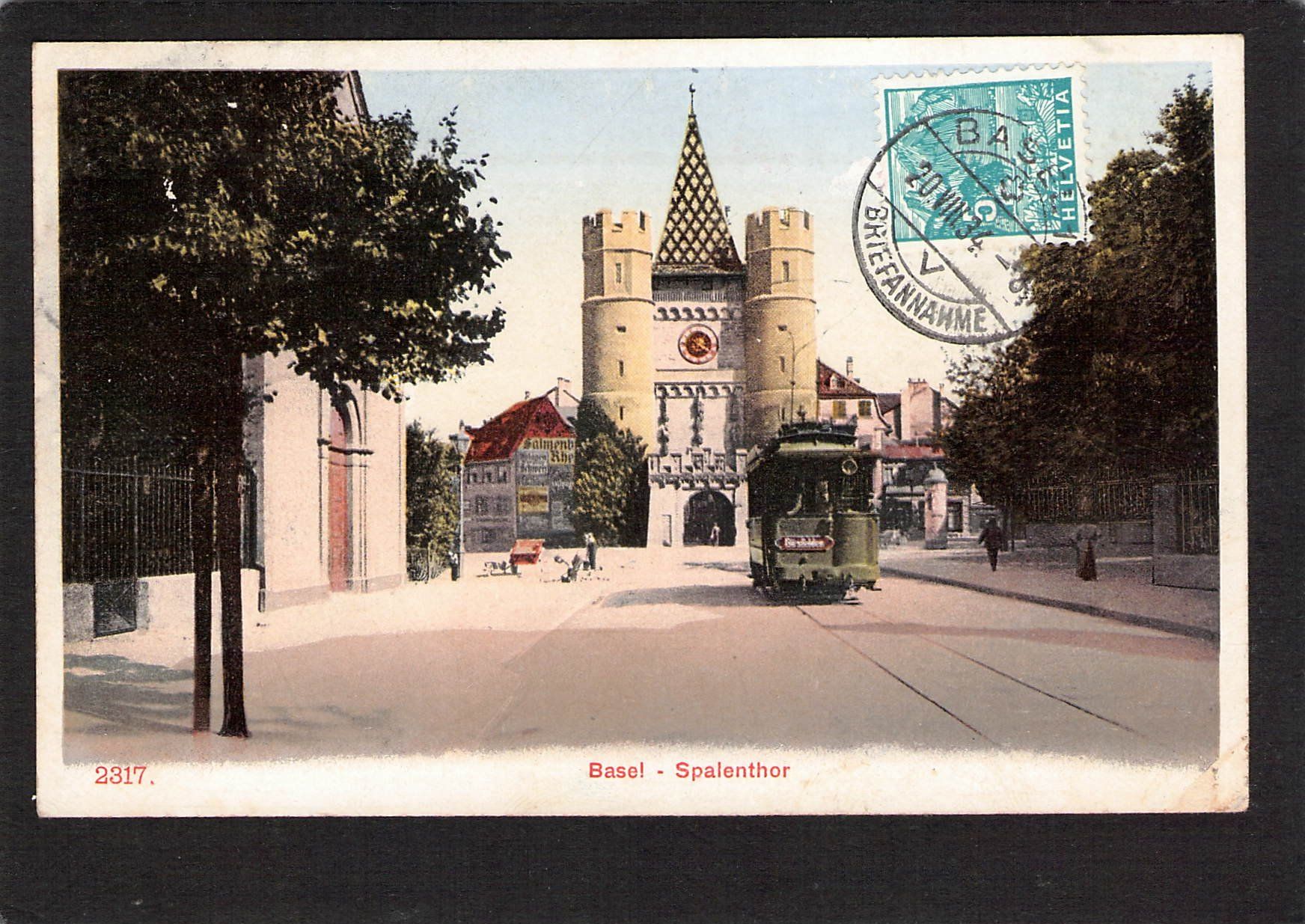 Ansichtskarten: .Basel , Spalenthor , Tram , gel. 1934 – Gebraucht aus Reichenburg von Pipo-67