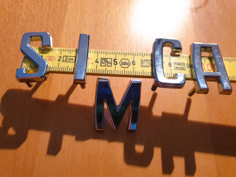 AUTO EMBLEM - VINTAGE SIMCA (METALL) SCHRIFTZUG (((NEU)) (Neu (gemäss ...