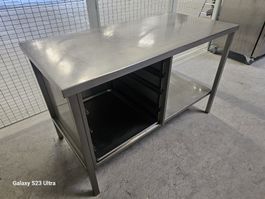 Edelstahl Arbeitstisch Gastro Tisch mit Tablarauszug,140 cm