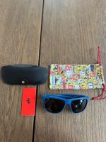 Ferrari Sonnenbrille blau, Leder-Rahmen, mit Etui