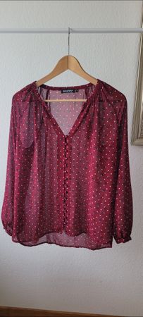 Maree Bluse, Gr. S, Weinrot mit Muster