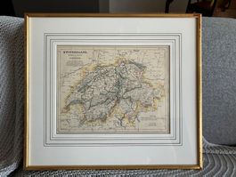 Original Antike Landkarte Schweiz 1870 – J. Kuijper