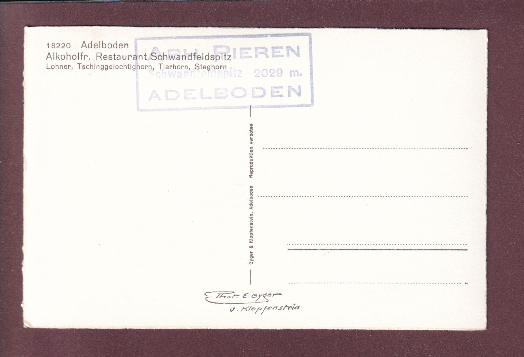 Cartoline postali: ADELBODEN - Restaurant Schwandfeldspitz – Usato da Pully venduto da nicecards 1