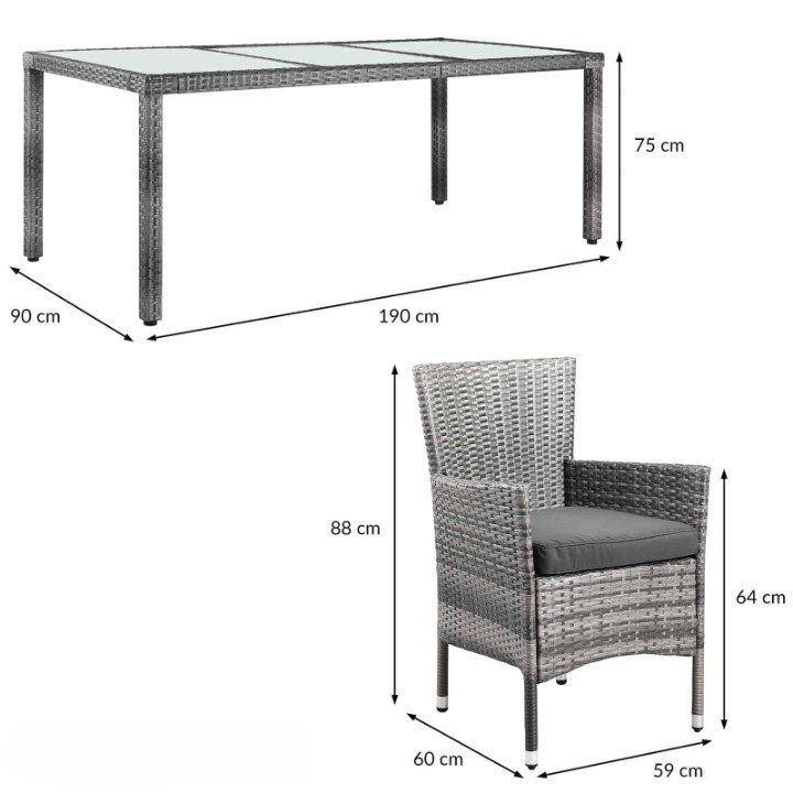 Polyrattan Sitzgruppe 9 teilig - Grau 2